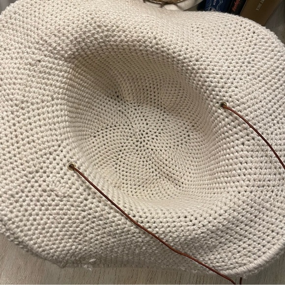 Crocheted Rancher Ivory Hat with Leather Braid Tassel - Picture 4 of 4